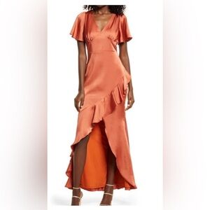 LuLus Eternal Bond Satin Ruffle Dress